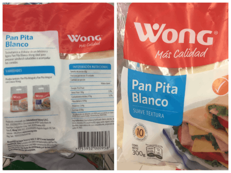 calorias de pan pita wong