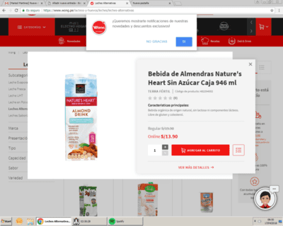 leche de almendras per&uacute;